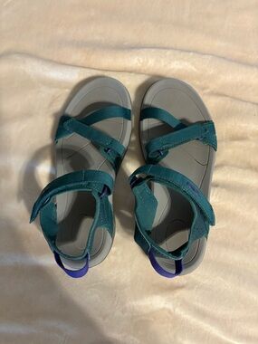 Teva Teal and Purple Strap Sandals
